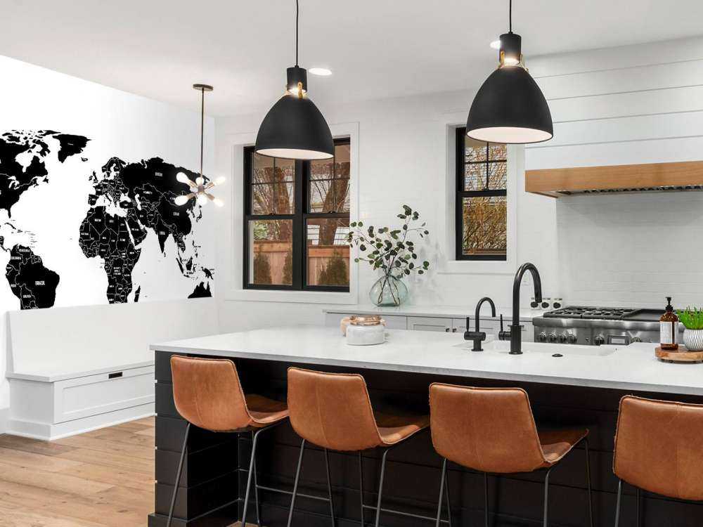 Black world map
