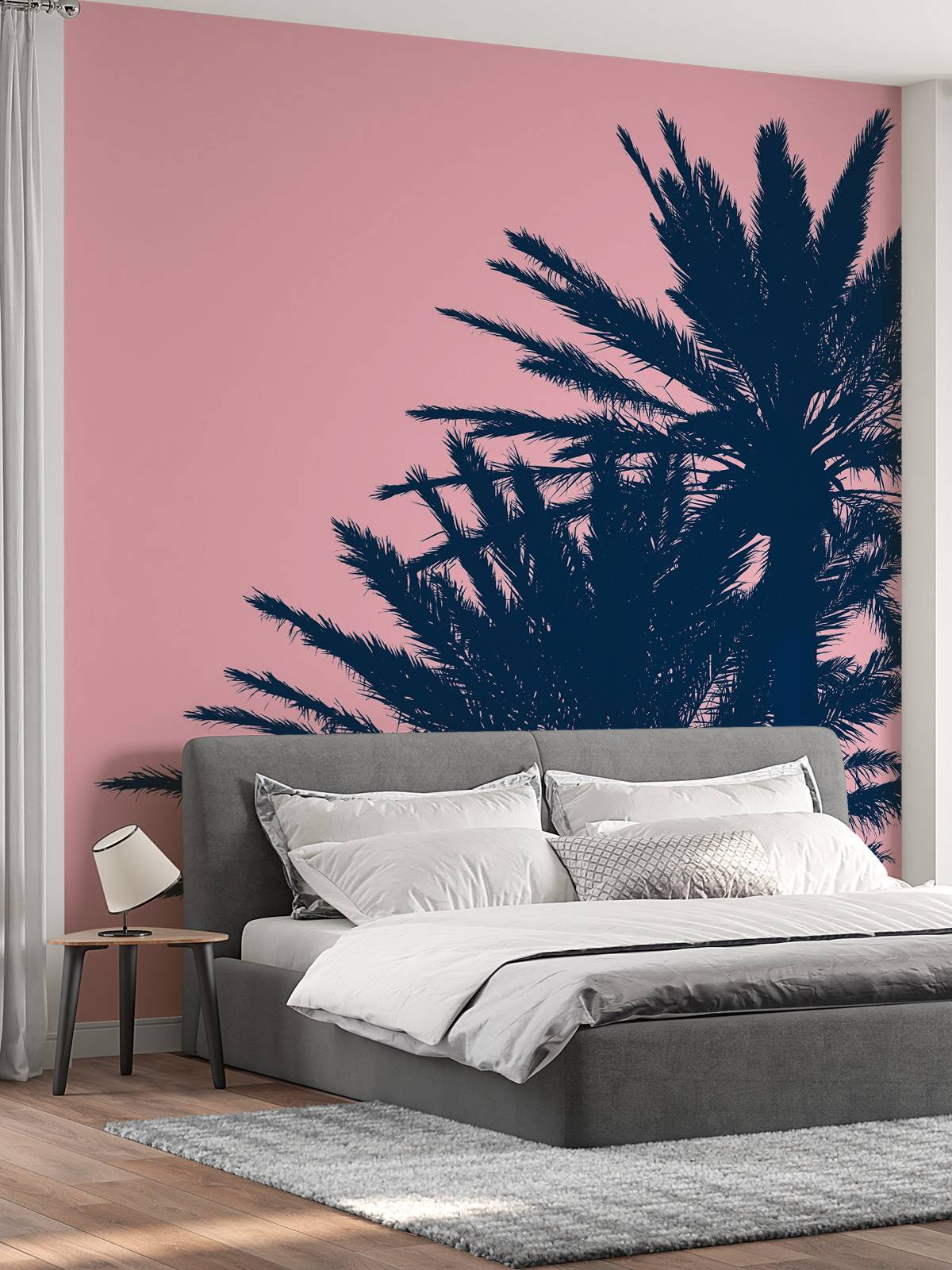 Palm trees with pink background
