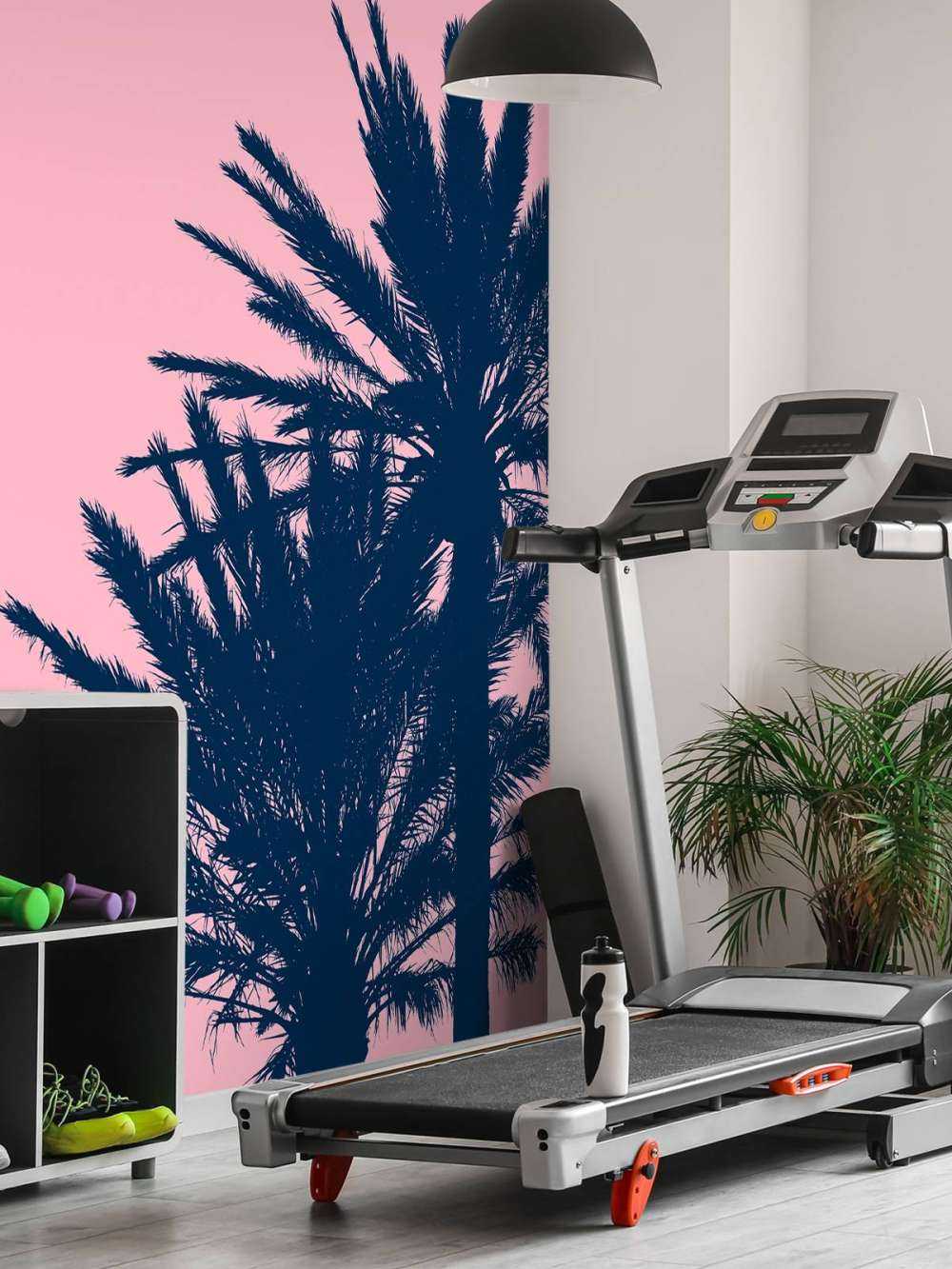 Palm trees with pink background