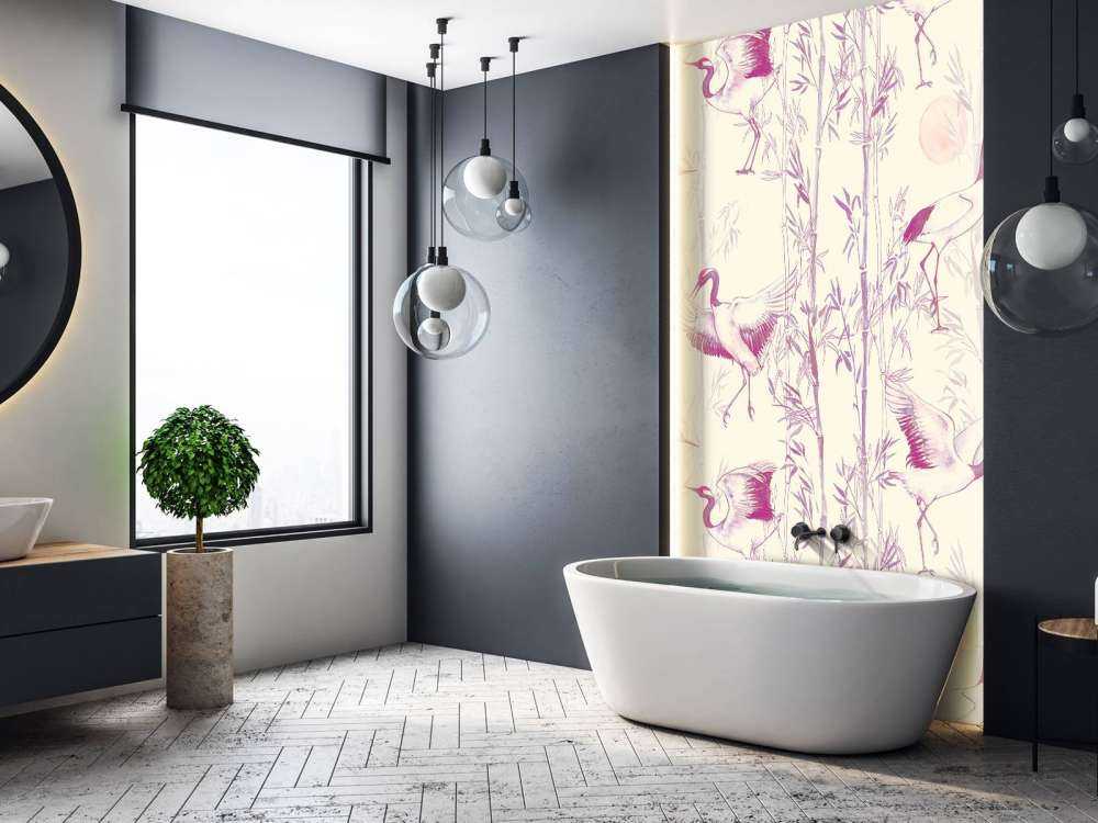 Kraanvogels en bamboe