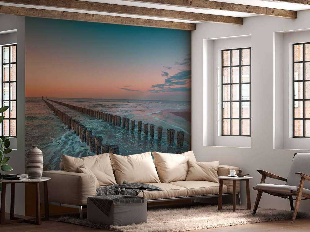 Breakwaters at sunset