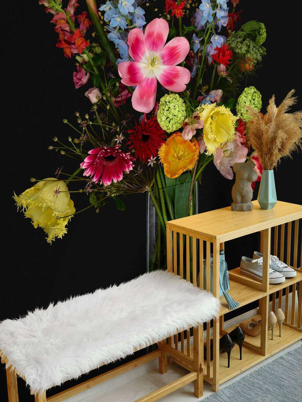 Bouquet of flowers in glass vase