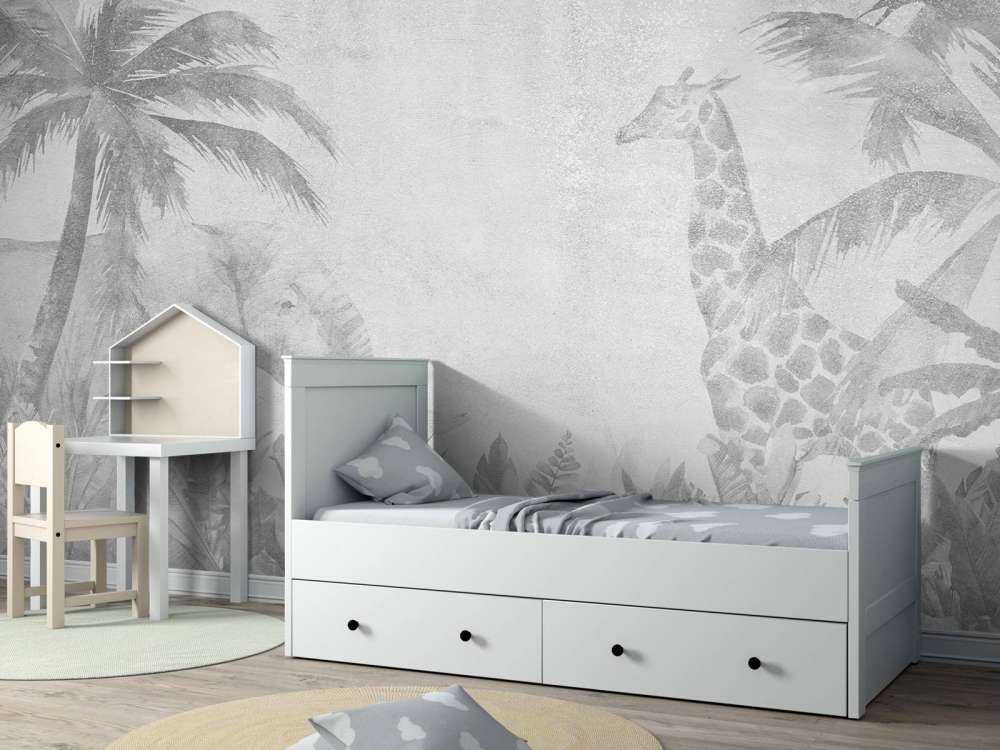 Cheerful jungle animals on concrete