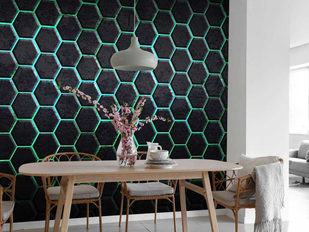 Hexagons with green lights