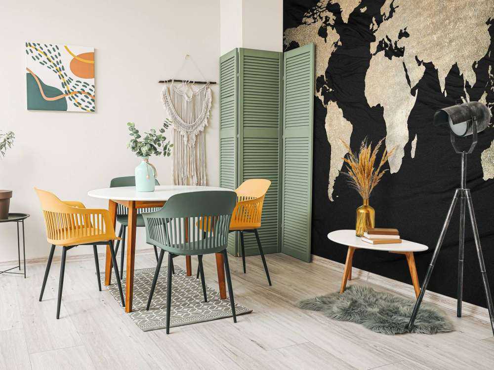 World map light gold