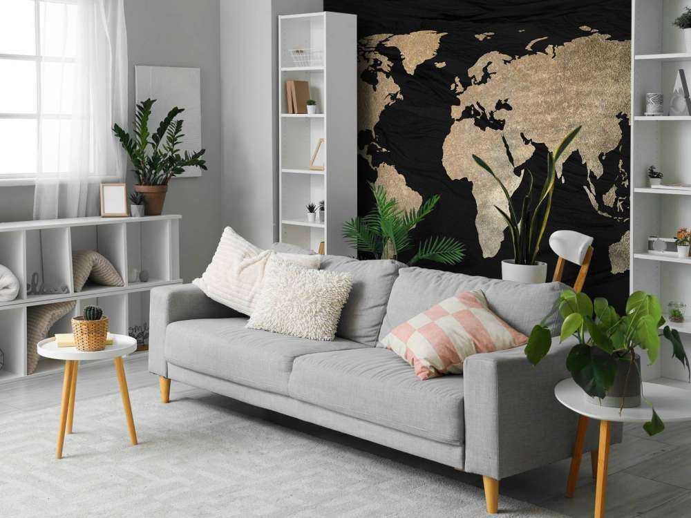 World map light gold