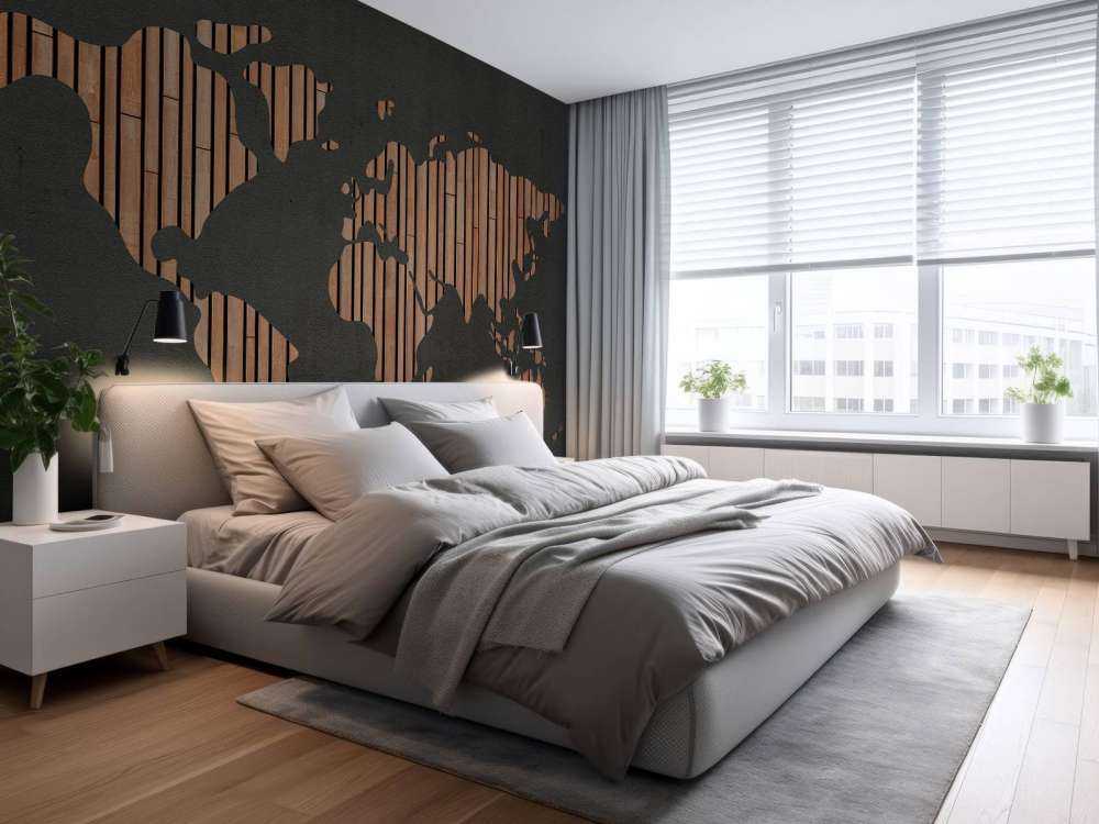 World map with wooden boards