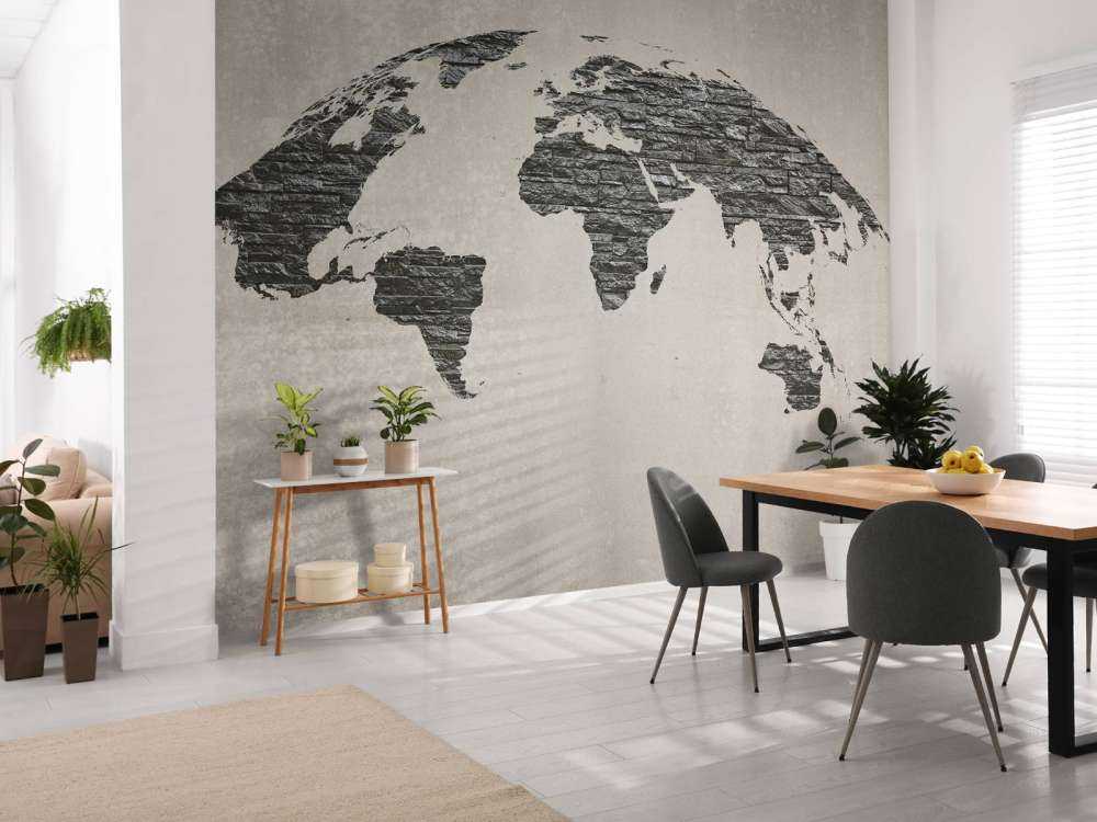 World map dark stones