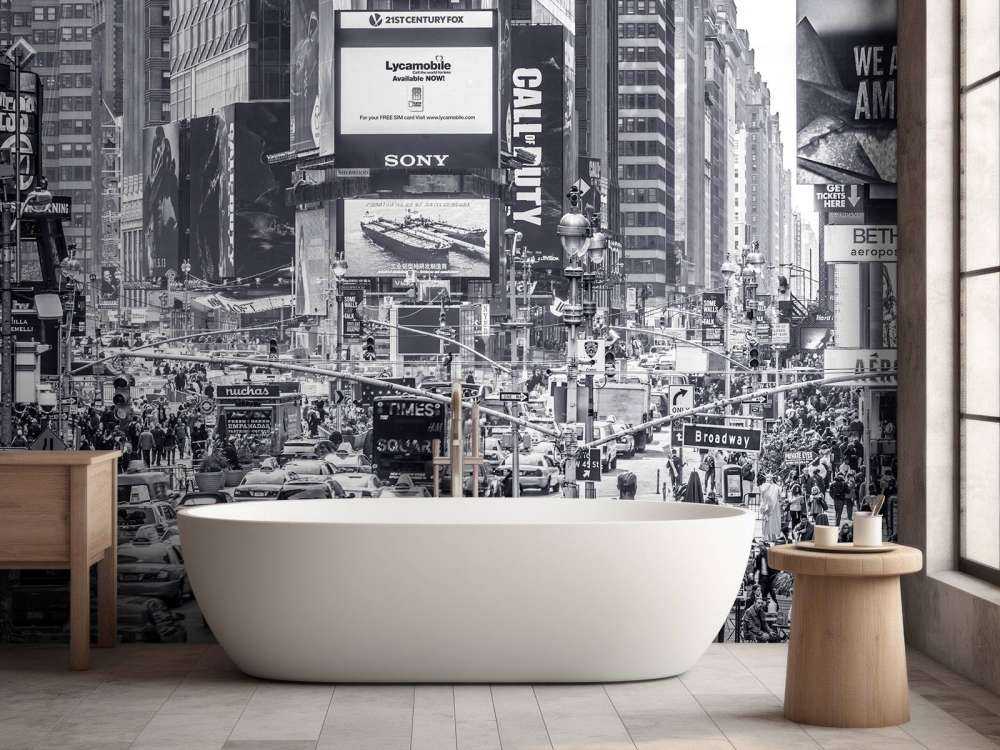 Commuters on busy Broadway in Ney York City near Times Square