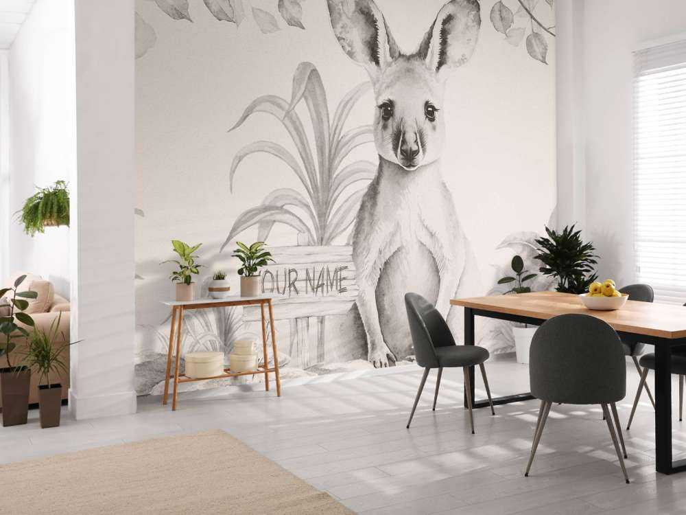 Baby kangaroo in the jungle beige