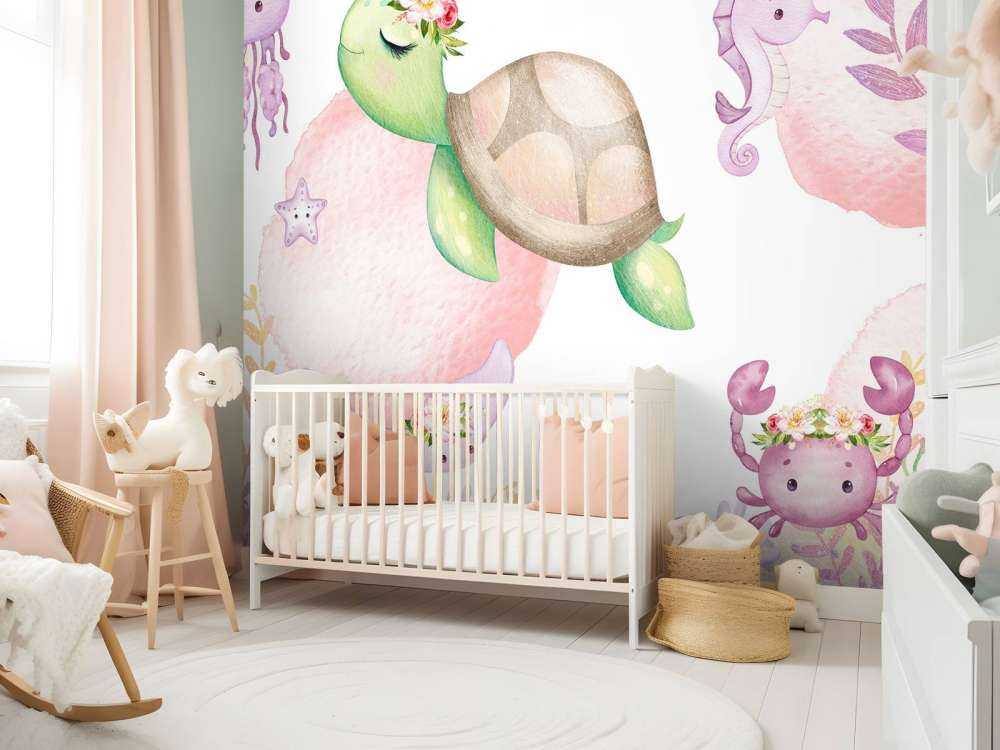 Pink sea floor baby room