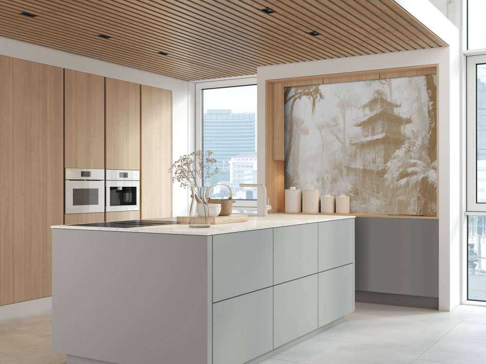 Hidden Hut in Misty Forest, taupe