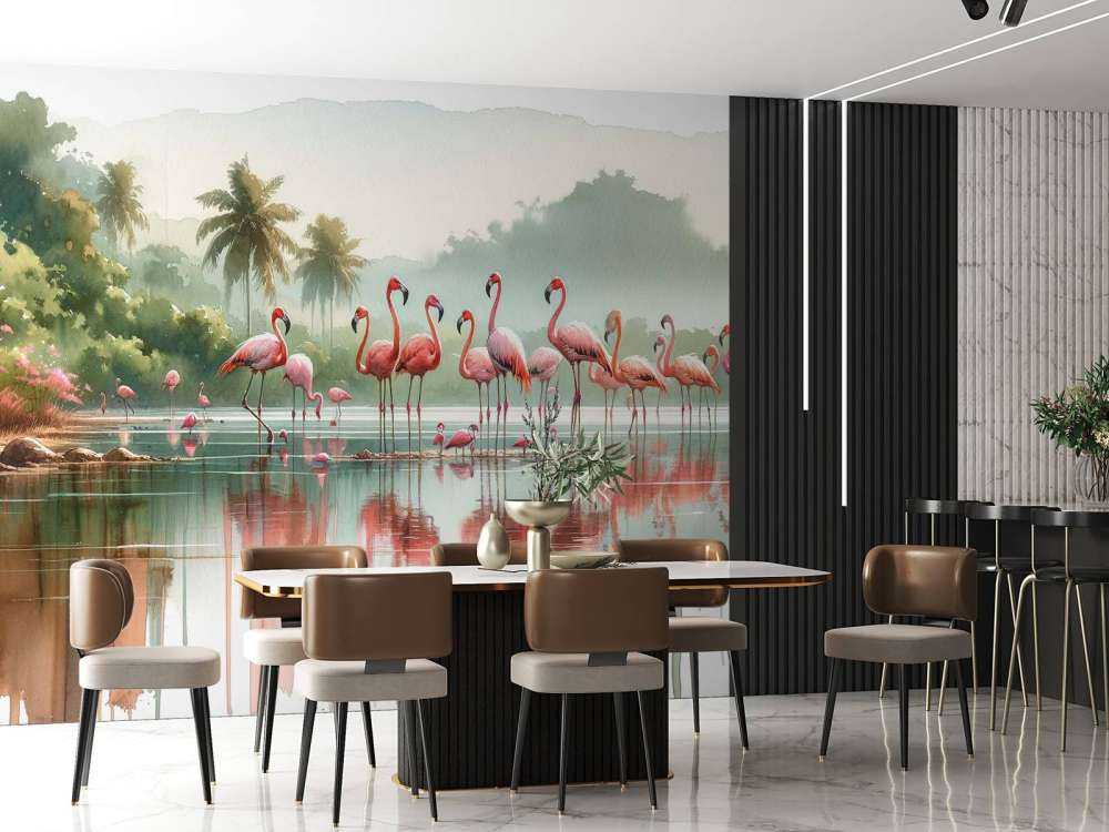 Morning Reflections of Flamingos