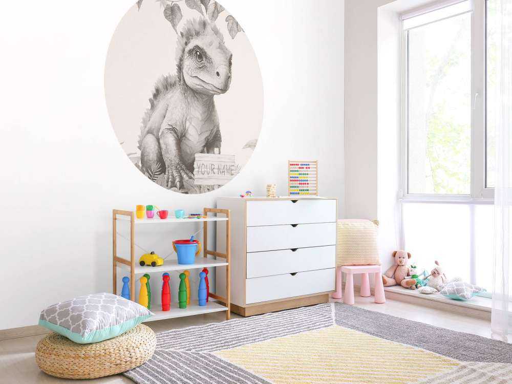 Baby ankylosaurus in the beige jungle