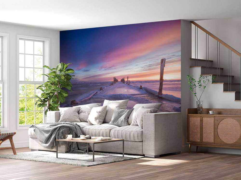 Heads of poles on the frozen Baltic Sea