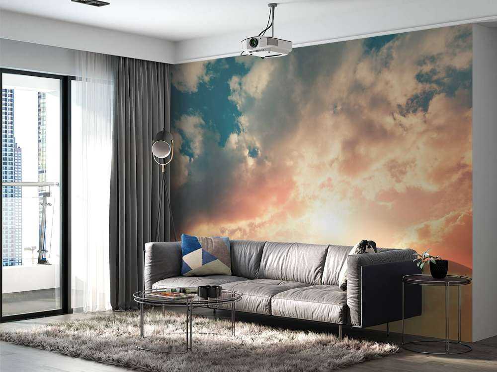 Coloured sky with clouds