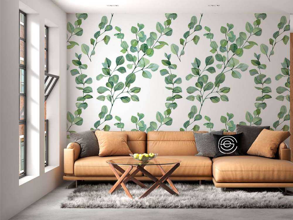 Watercolor leaves and branches