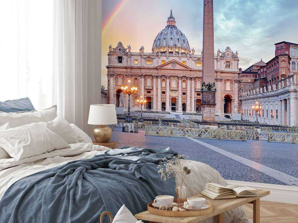 St Peter's Square with rainbow