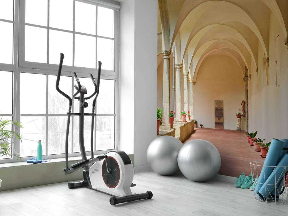 Courtyard with arches and plants