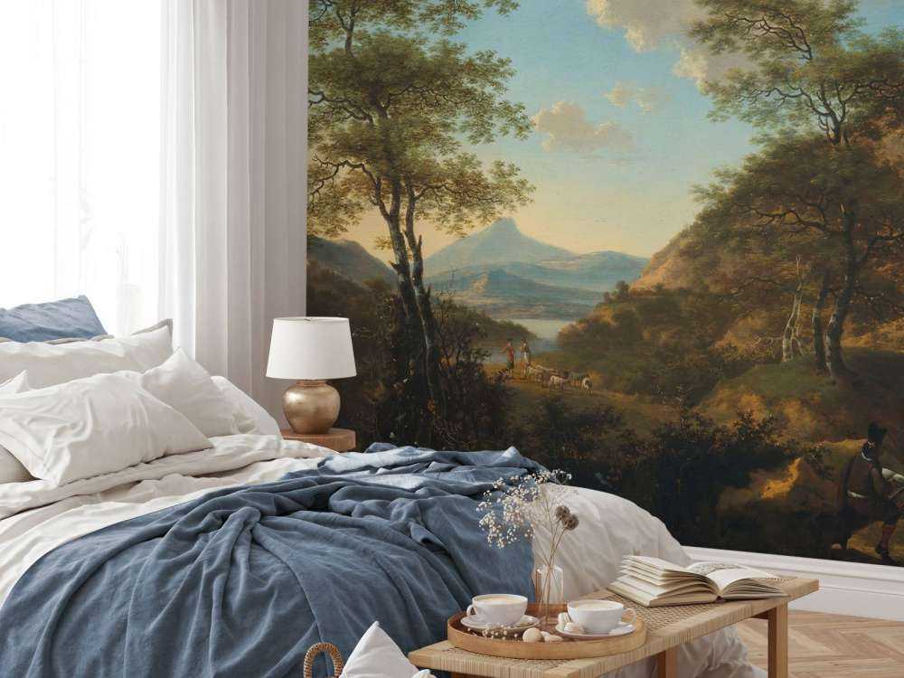 Italian landscape with artist