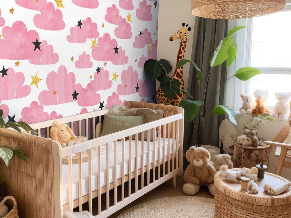 Watercolor clouds, pink