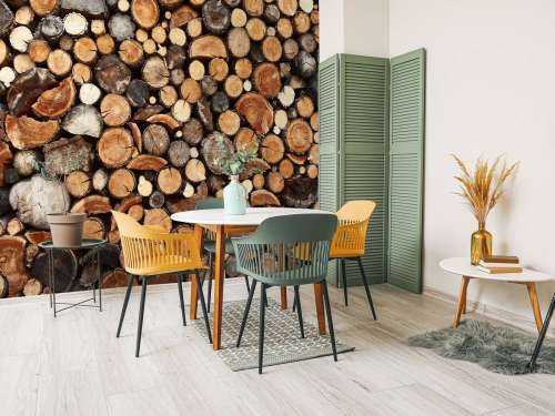 Stacked tree trunks
