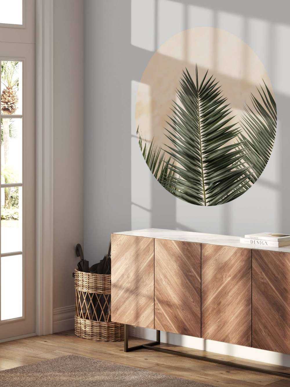 Palm leaves and wall