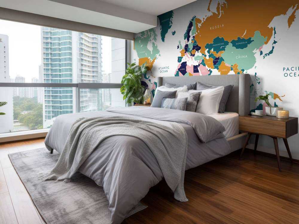 World map with ocean animals