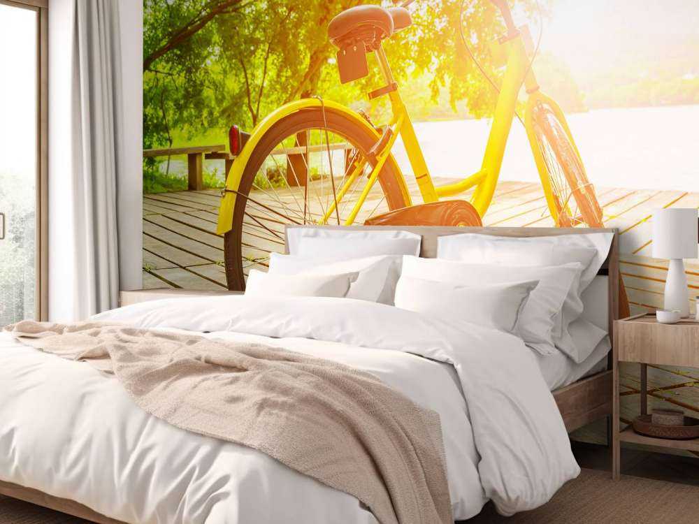 Yellow bike on jetty