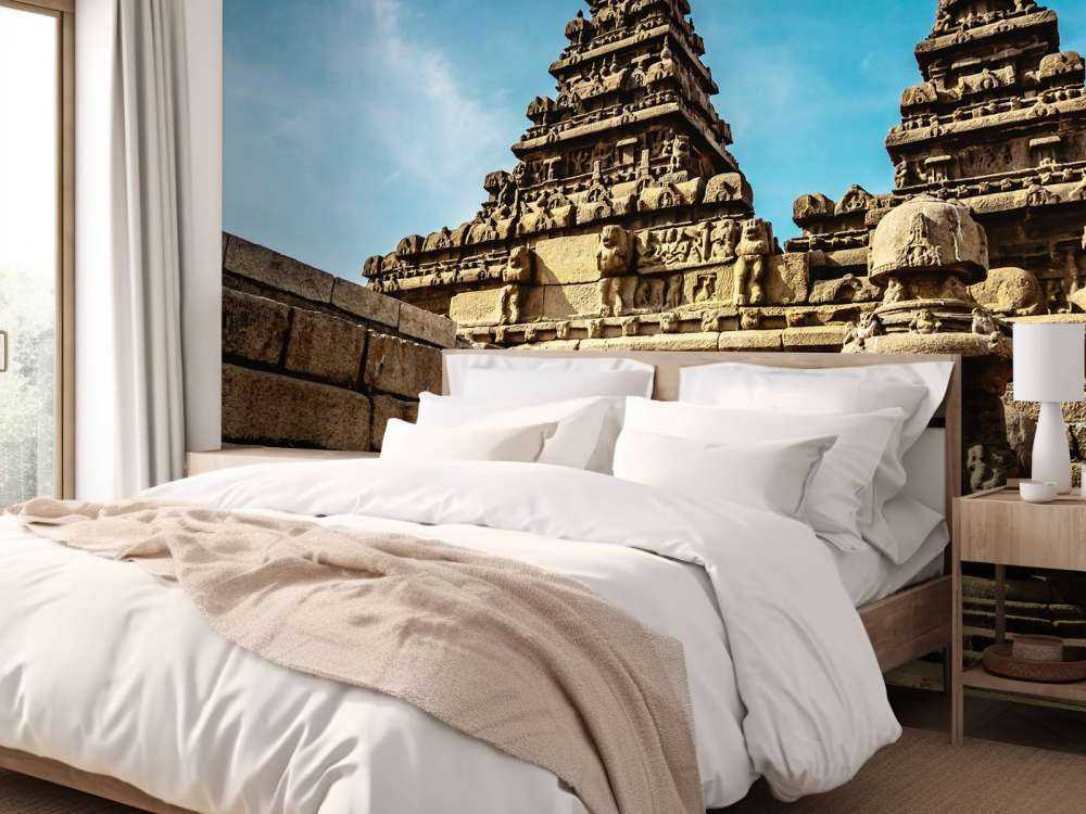 Tempels met blauwe lucht