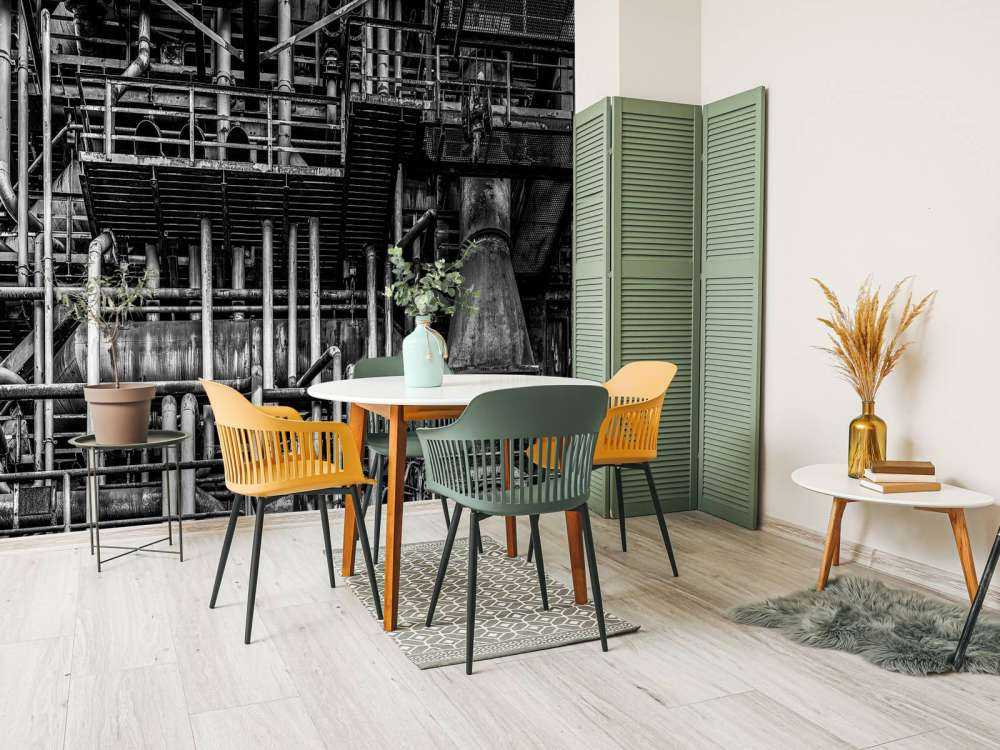 Old industrial factory in black and white