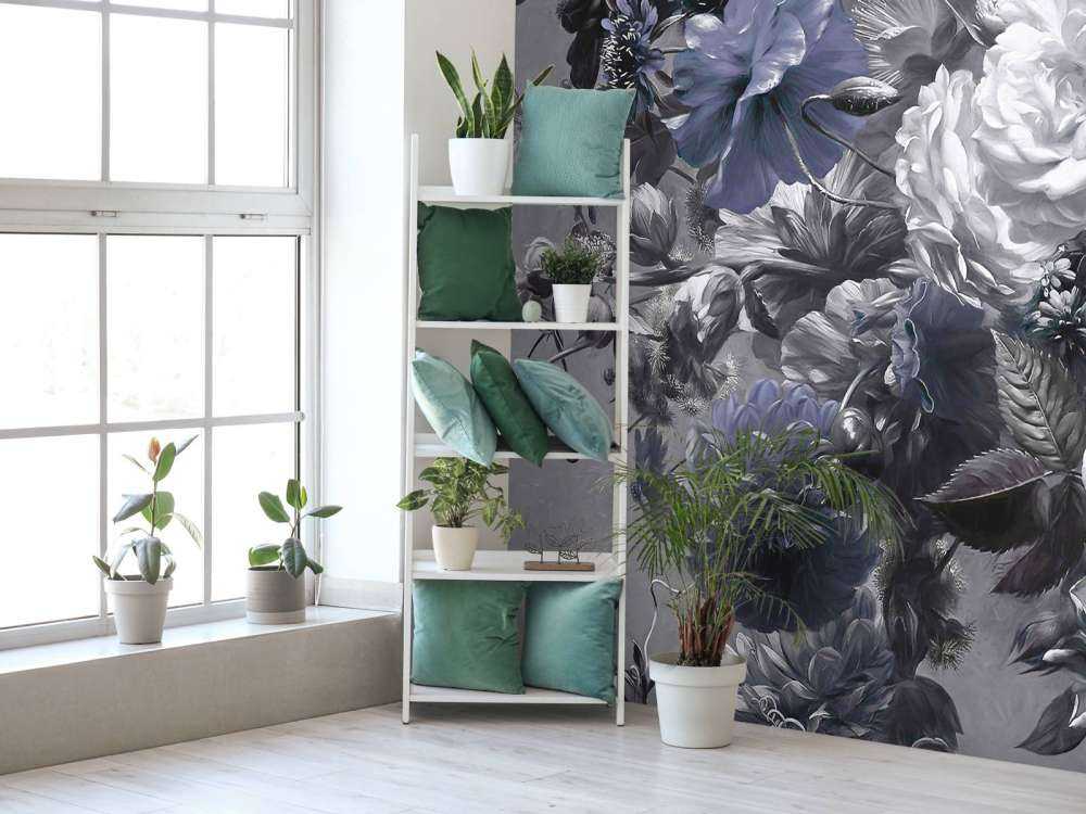 Big bouquet with blue poppies