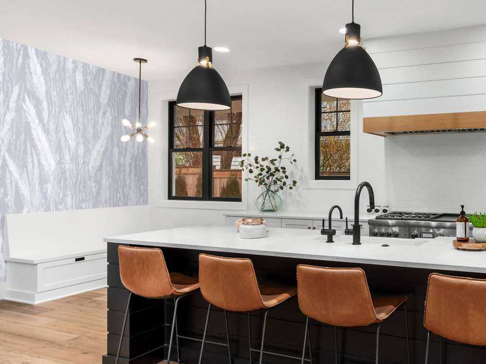 Wall of field grasses - blue