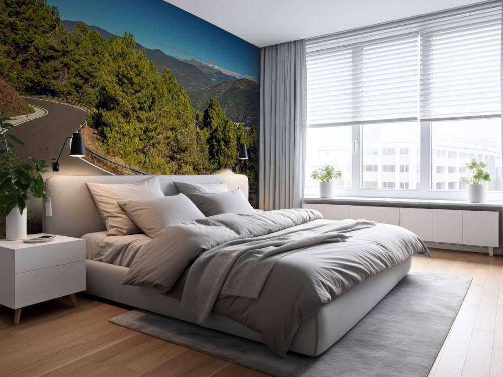 Lime green BMW on mountain road