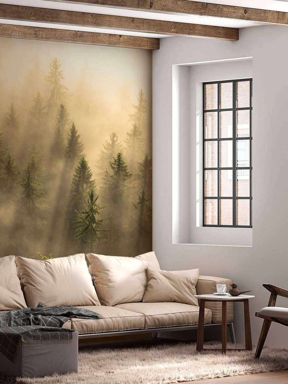 Foggy pine trees