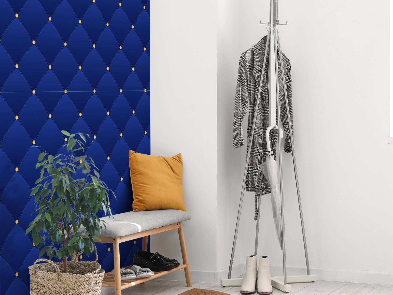 Dark blue chesterfield pattern