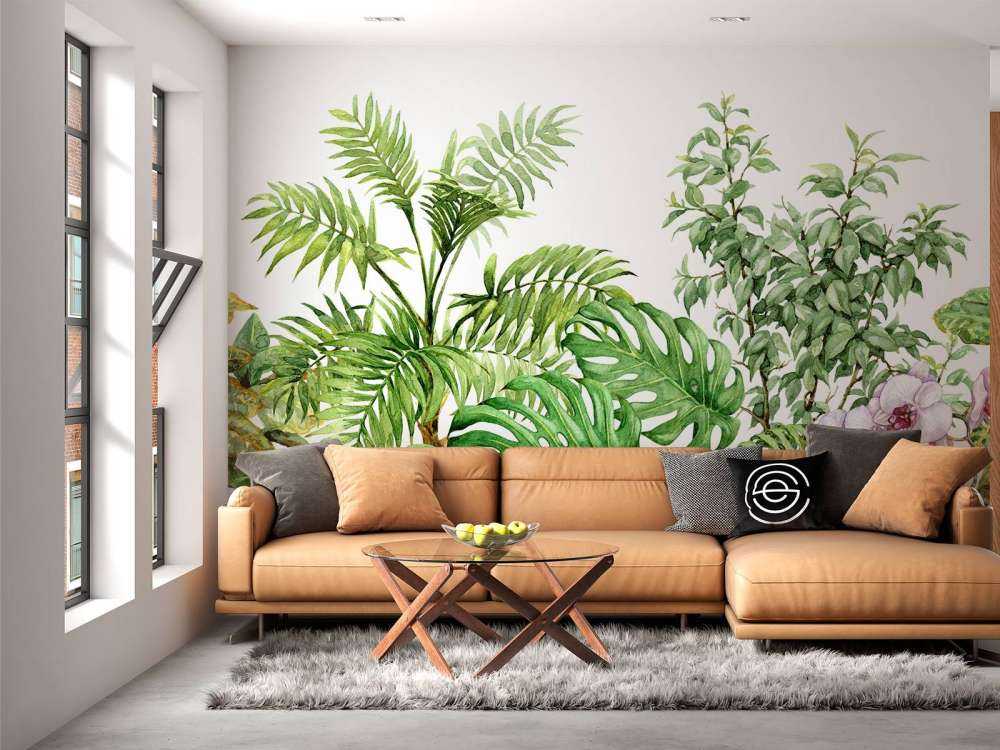 Tropical plants in watercolour