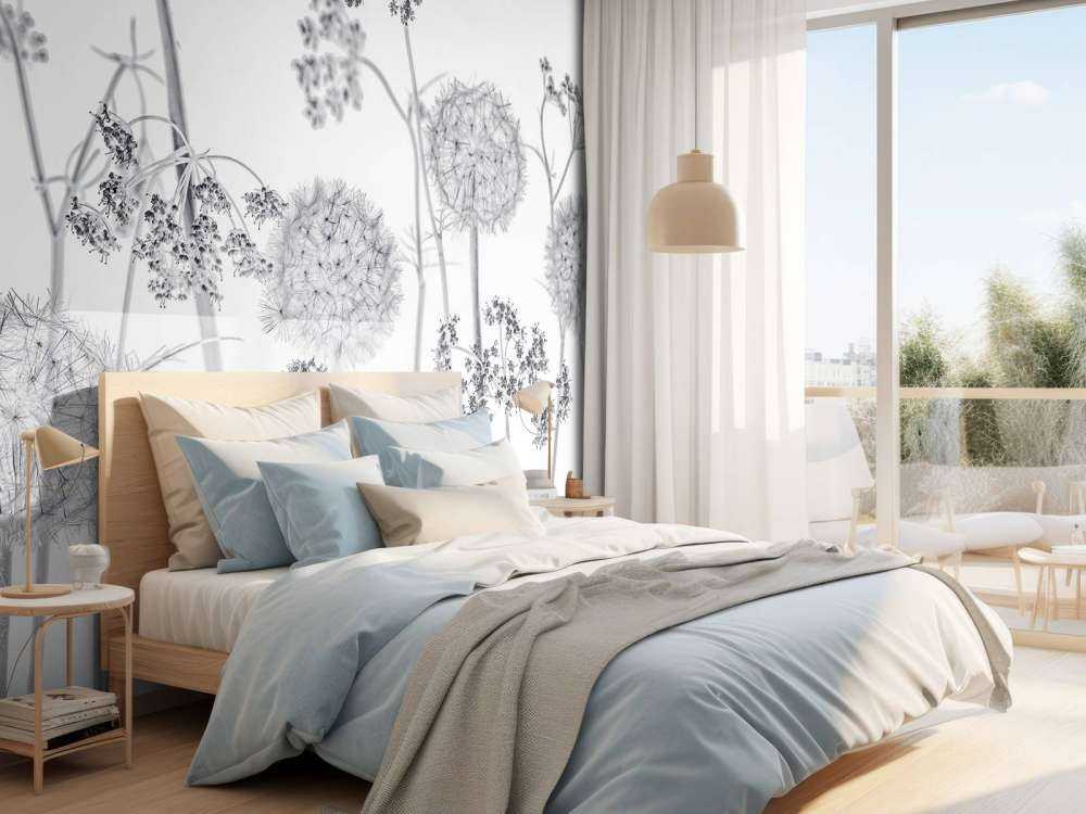 Meadow flowers in black and white