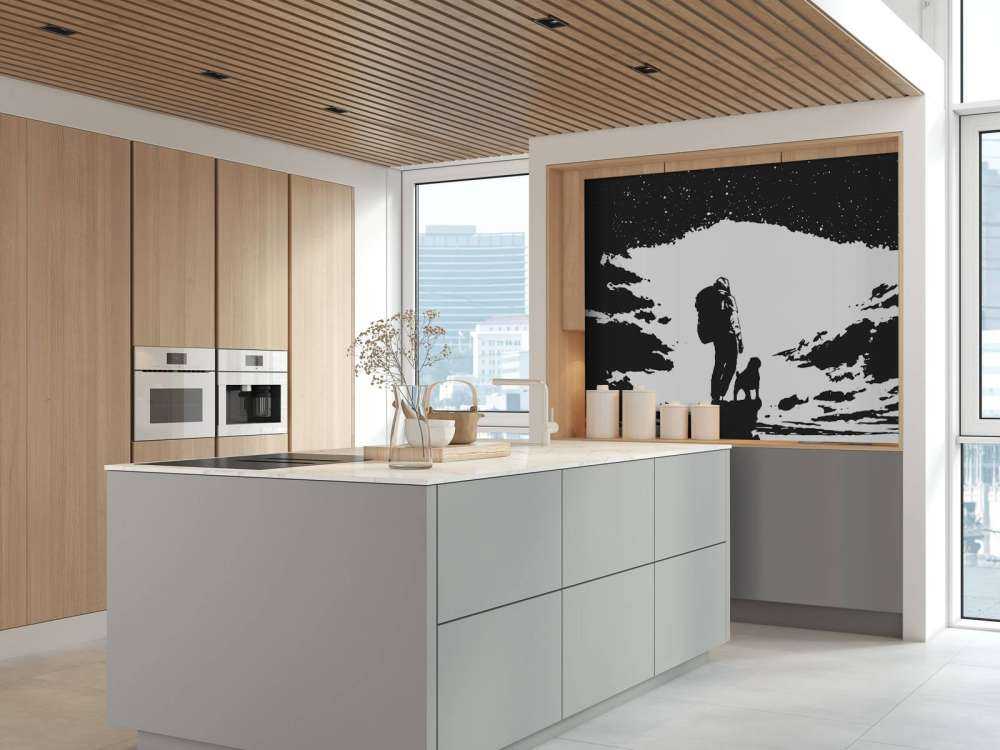 Reiziger met hond zwart-wit