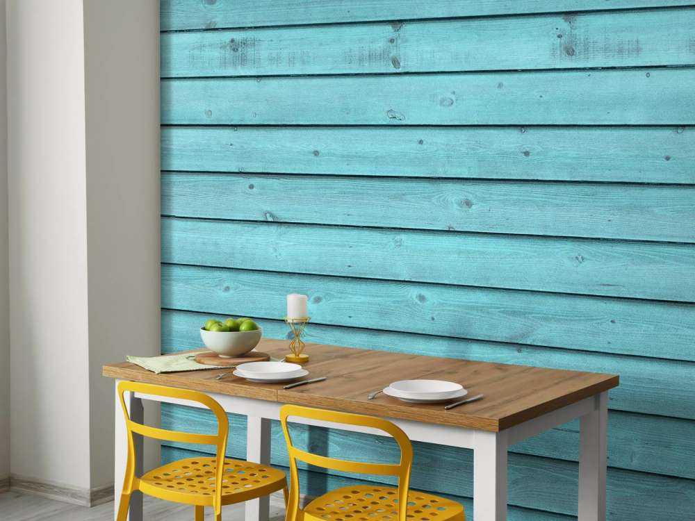 Blauw geverfd hout