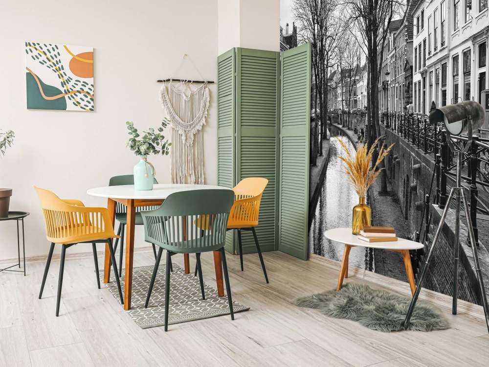 Utrechtse gracht in zwart-wit