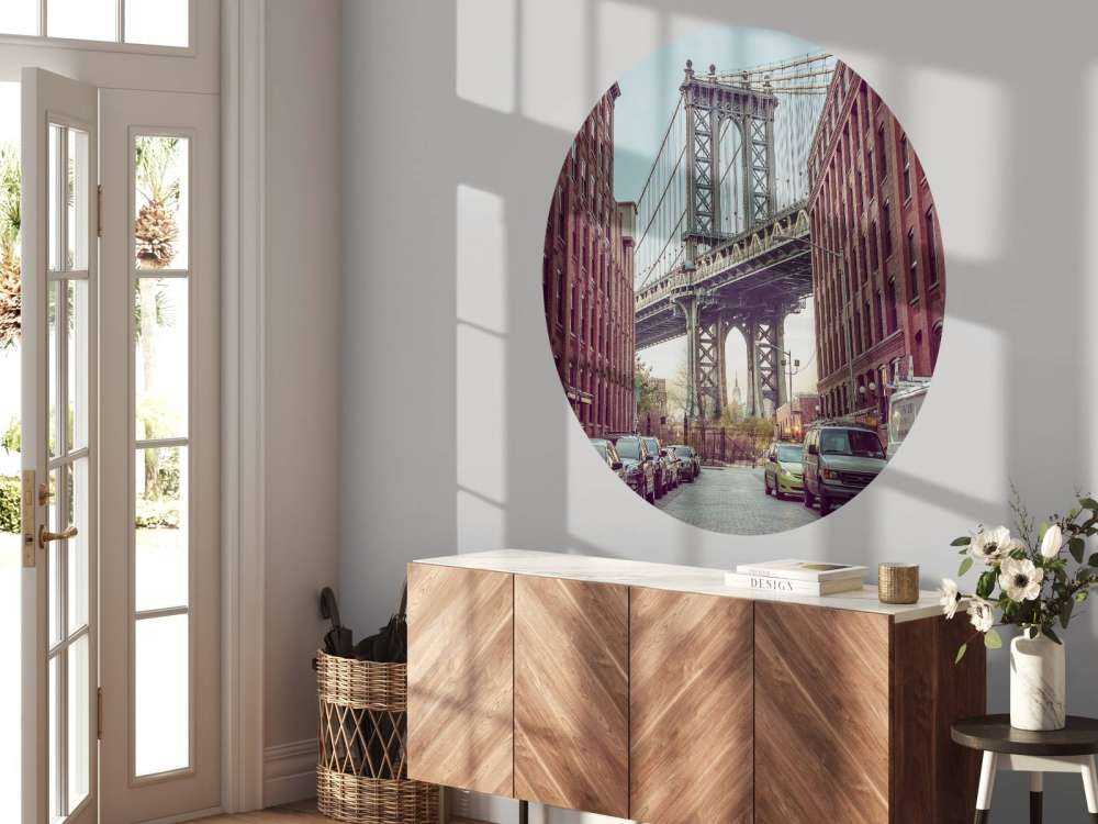 Manhattan Bridge seen from the Dumbo neighborhood in Brooklyn, New York