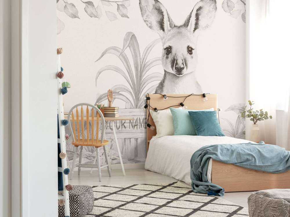 Baby kangaroo in the jungle beige