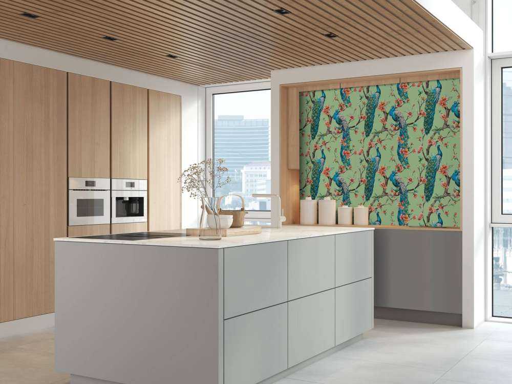 Peacock with Garden Blossom