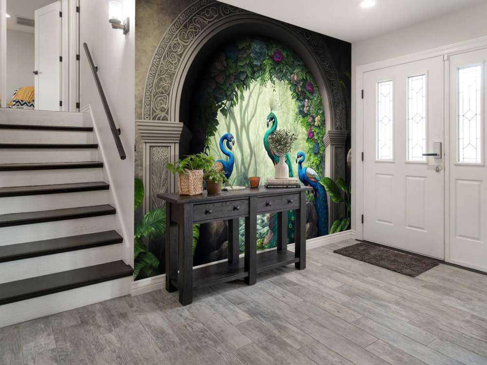 Peacock Trio in Secret Garden