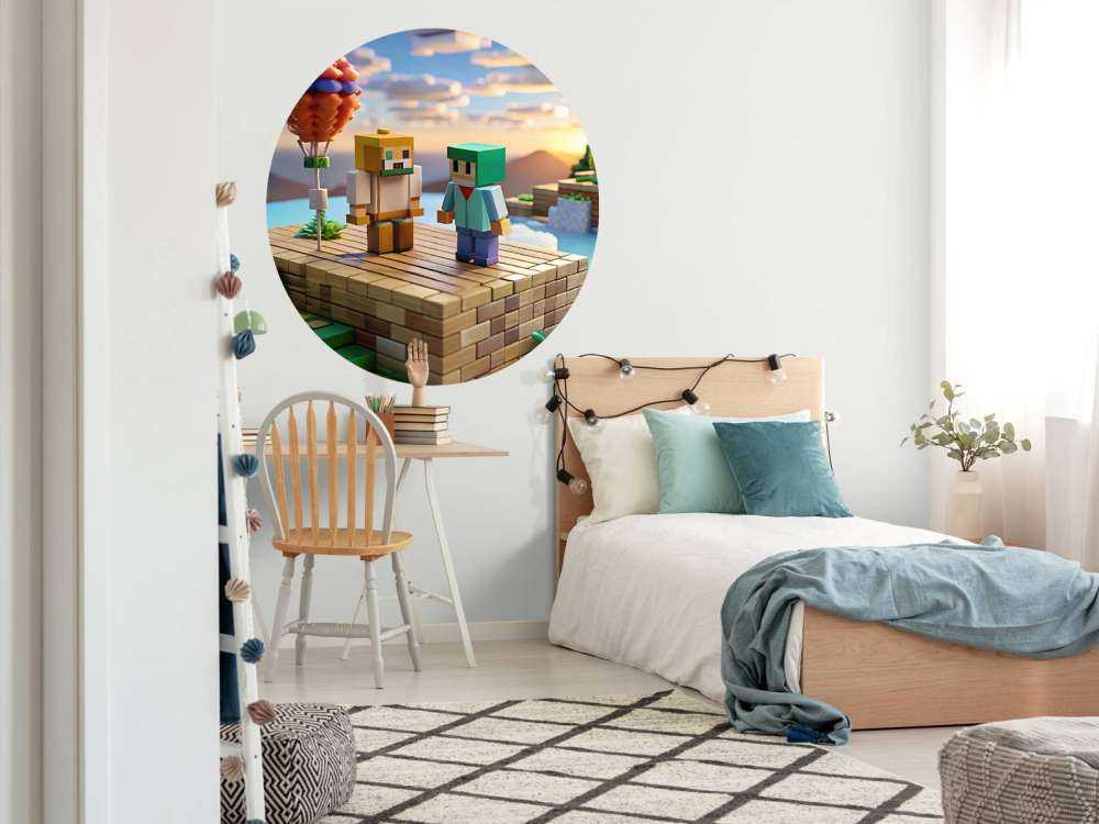 Hot air balloon in the pixel valley