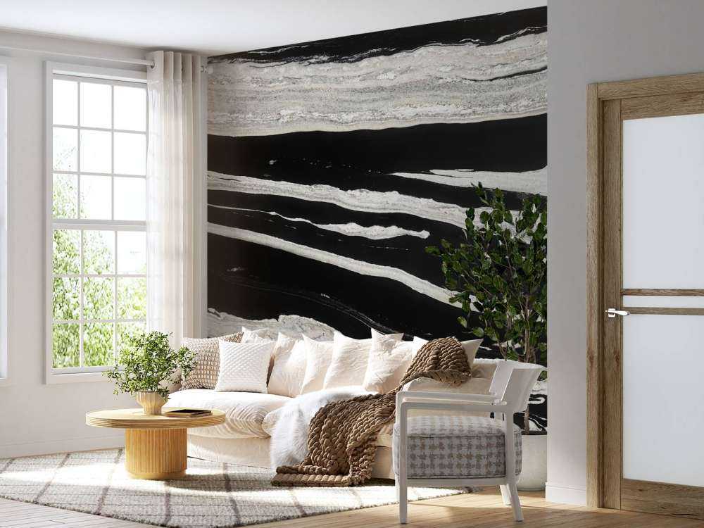 Black marble with white veins