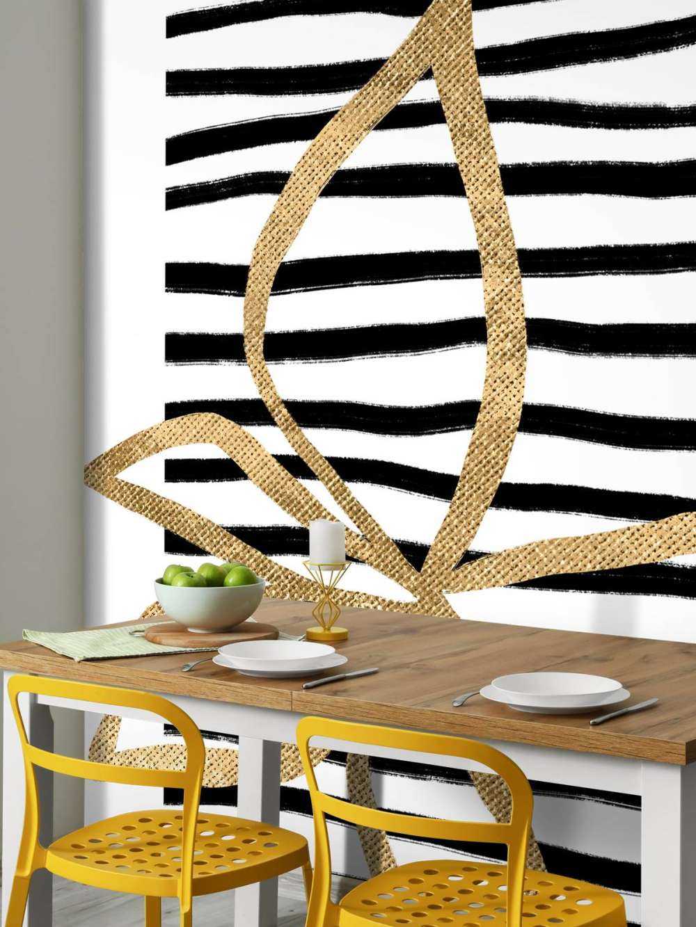 Golden Flower on Black Stripes