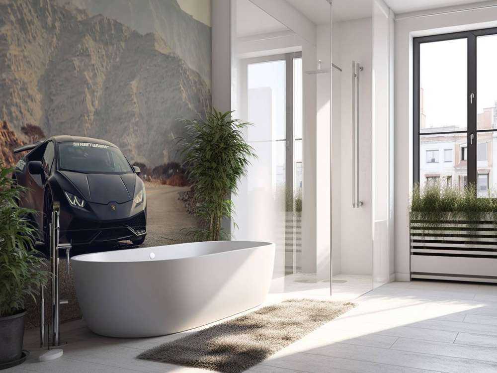 Black supercar in desert