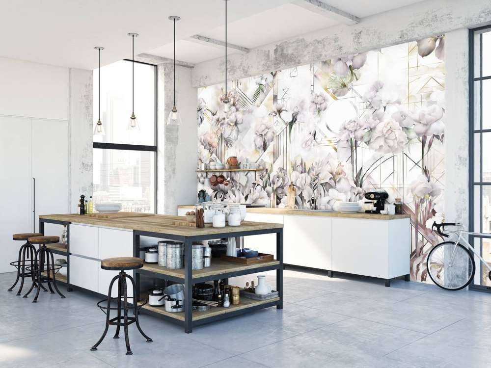 Huge Watercolor Irises Beige